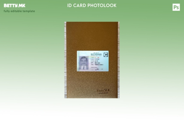 Модерен стил на предниот шаблон со фото изглед на националната лична карта на Бо